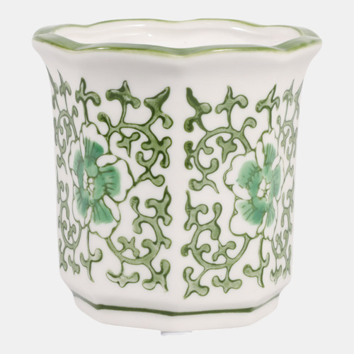 Sagebrook Home 4" 6oz Fluted Chinoiserie Candle Green/white Wishlist Create New
