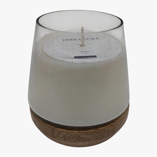 sagebrook home 4" 7 Oz Vanilla Wood & Glass Candle Natural Wishlist Create New