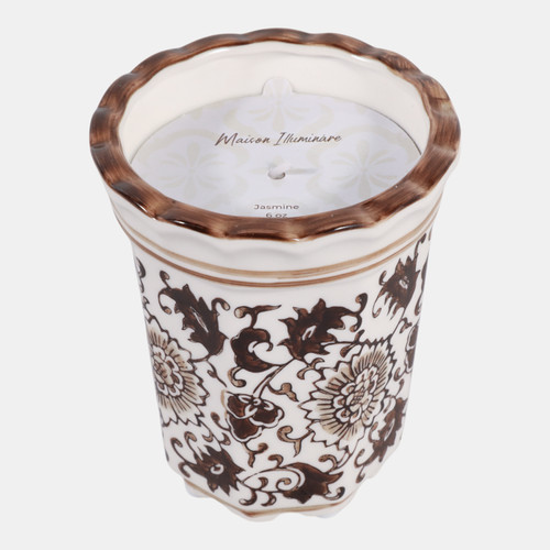Sagebrook Home 4" 7oz Fluted Chinoiserie Candle Brown/white Wishlist Create New