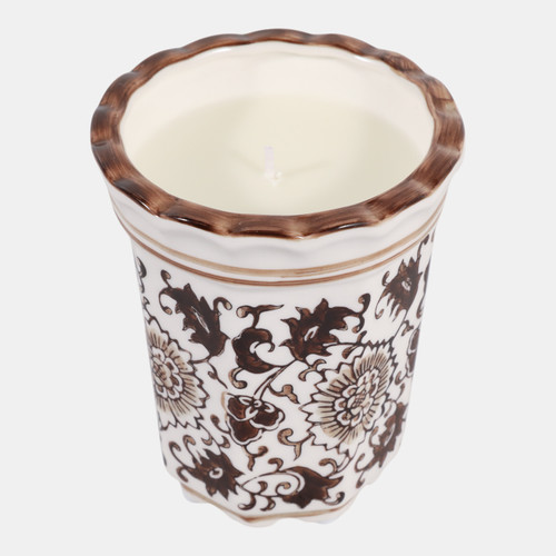 Sagebrook Home 4" 7oz Fluted Chinoiserie Candle Brown/white Wishlist Create New