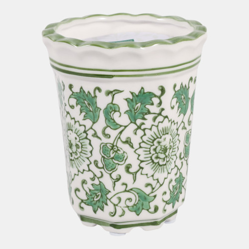 Sagebrook Home 4" 7oz Fluted Chinoiserie Candle Green/white Wishlist Create New