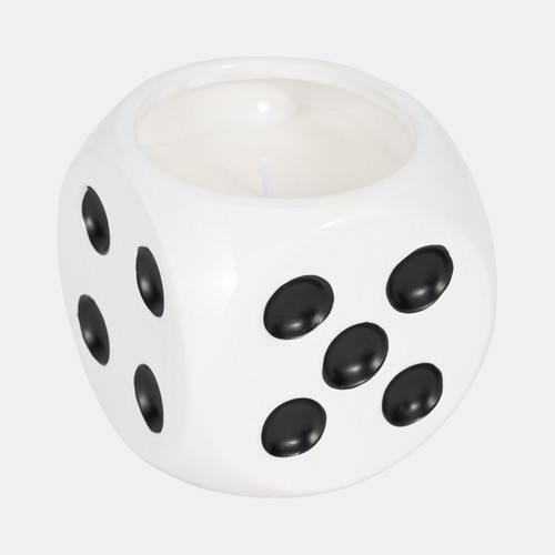 Sagebrook Home 4" 9 Oz Tobacco Dice Candle White/black Wishlist Create New