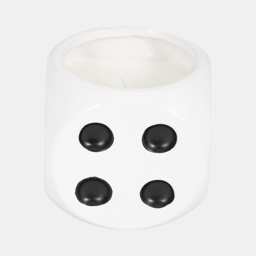 Sagebrook Home 4" 9 Oz Tobacco Dice Candle White/black Wishlist Create New