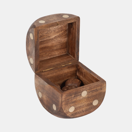 Sagebrook Home 4" Dice Box With Dice Inside Brown Wishlist Create New