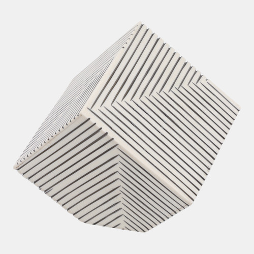 Sagebrook Home 4" Pinstripe Resin Cube Black/white Wishlist Create New