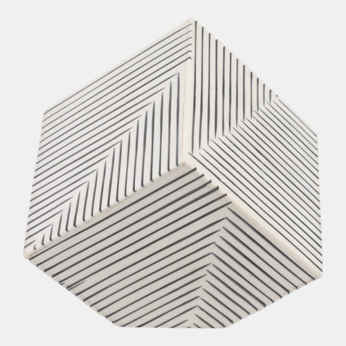 Sagebrook Home 4" Pinstripe Resin Cube Black/white Wishlist Create New