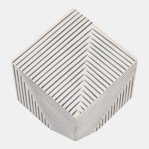 Sagebrook Home 4" Pinstripe Resin Cube Black/white Wishlist Create New