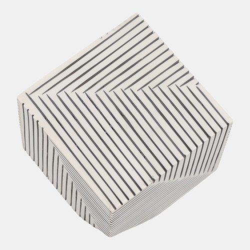 sagebrook home 4" Pinstripe Resin Cube Black/white Wishlist Create New
