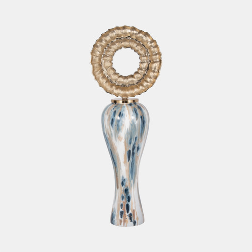 Sagebrook Home 41" Blue Geo Swirl Jar W/open Metal Ring Top Multi Wishlist Create New