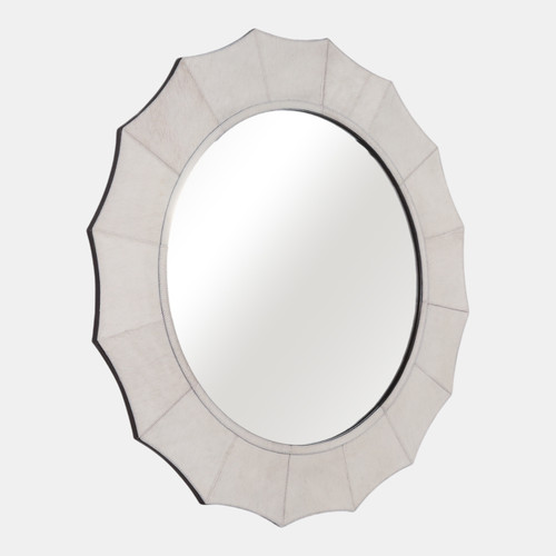 Sagebrook Home 42x42" Inverted Scallop Hair On Hide Mirror Ivory Wishlist Create New