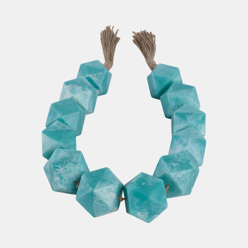 Sagebrook Home 45x2" Geo Carved Bead Garland Blue Wishlist Create New