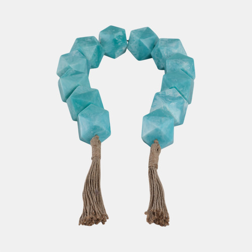 sagebrook home 45x2" Geo Carved Bead Garland Blue Wishlist Create New