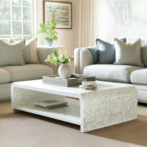 Sagebrook Home 47x16" Rectangular Capiz Coffee Table Ivory Wishlist Create New