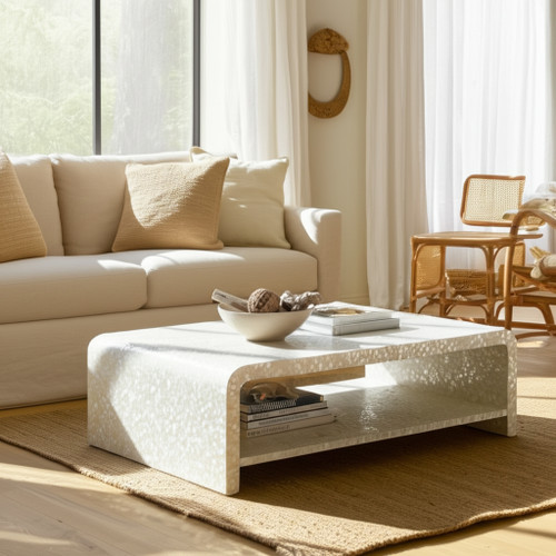 Sagebrook Home 47x16" Rectangular Capiz Coffee Table Ivory Wishlist Create New