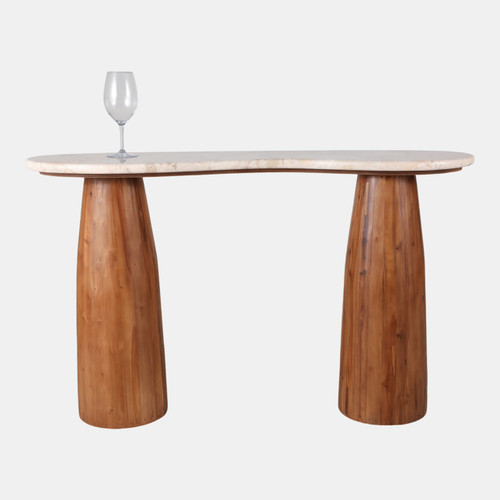 Sagebrook Home 48x29" Curved Marble Top Teak Wood Console Table Wishlist Create New