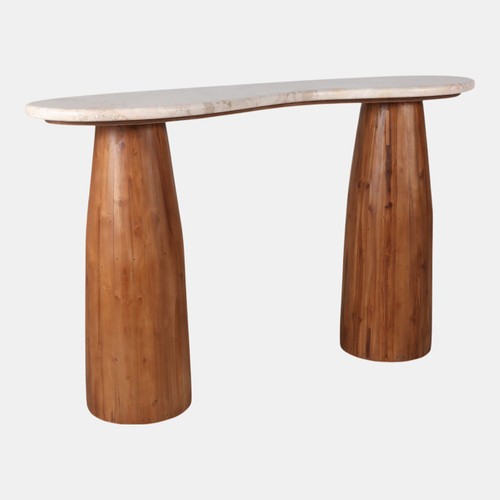 sagebrook home 48x29" Curved Marble Top Teak Wood Console Table Wishlist Create New