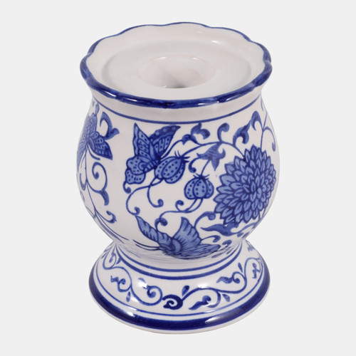Sagebrook Home 4x3" Chinoiserie Taper Holder Blue/white Wishlist Create New