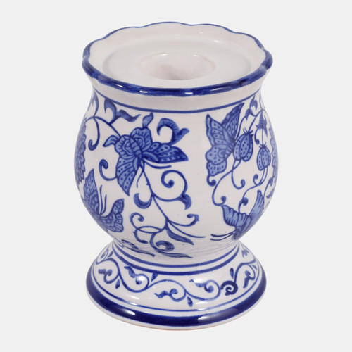 Sagebrook Home 4x3" Chinoiserie Taper Holder Blue/white Wishlist Create New