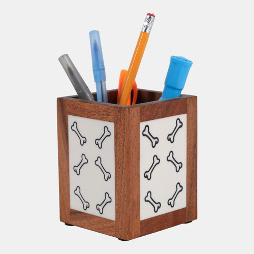 Sagebrook Home 4x3" Dog Bones Pencil Cup Ivory/natural Wishlist Create New