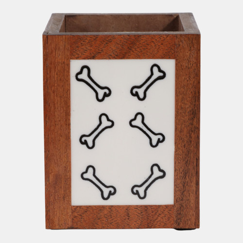 sagebrook home 4x3" Dog Bones Pencil Cup Ivory/natural Wishlist Create New