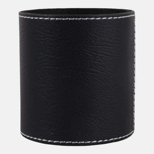 Sagebrook Home 4x3" Faux Leather Pencil Cup W/ Stitching Black Wishlist Create New