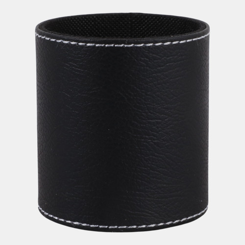 sagebrook home 4x3" Faux Leather Pencil Cup W/ Stitching Black Wishlist Create New