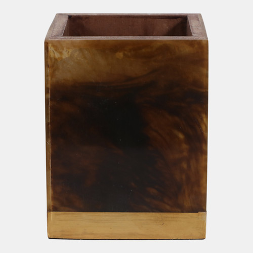 Sagebrook Home 4x3" Tortoise Look Pencil Cup W/ Brass Brown Wishlist Create New