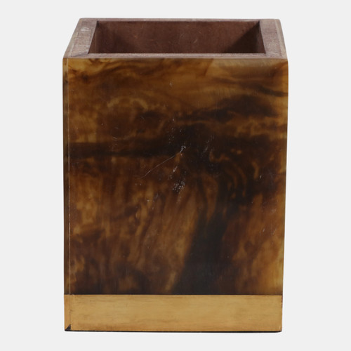 Sagebrook Home 4x3" Tortoise Look Pencil Cup W/ Brass Brown Wishlist Create New