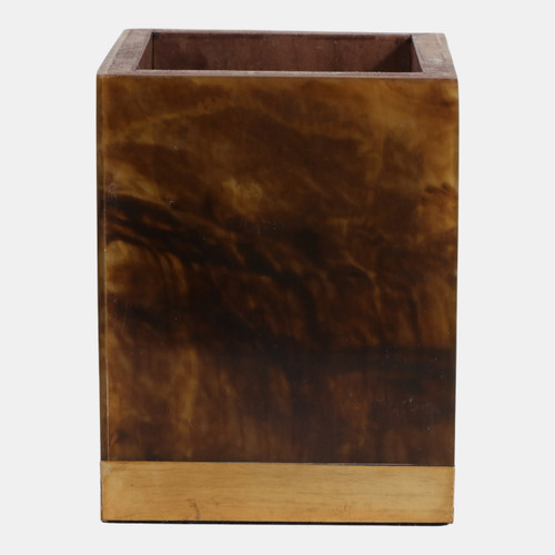 sagebrook home 4x3" Tortoise Look Pencil Cup W/ Brass Brown Wishlist Create New