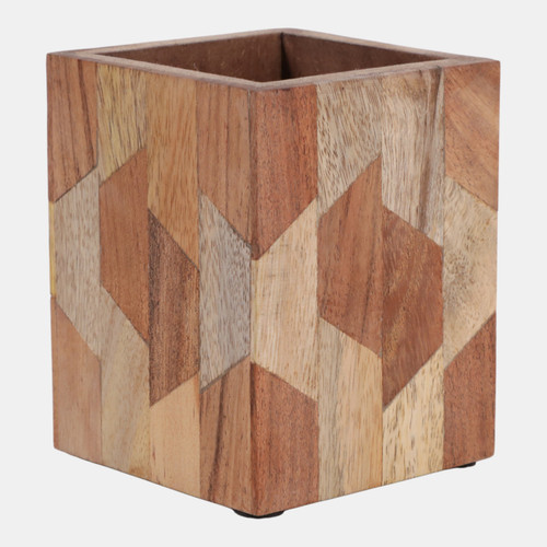 Sagebrook Home 4x3" Wood Inlay Pencil Cup Brown Wishlist Create New