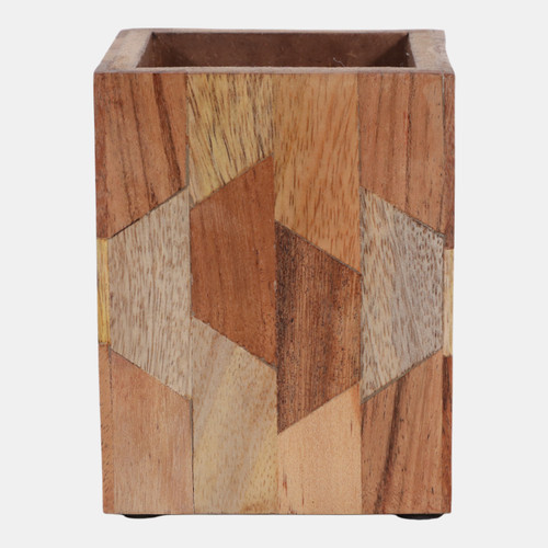Sagebrook Home 4x3" Wood Inlay Pencil Cup Brown Wishlist Create New