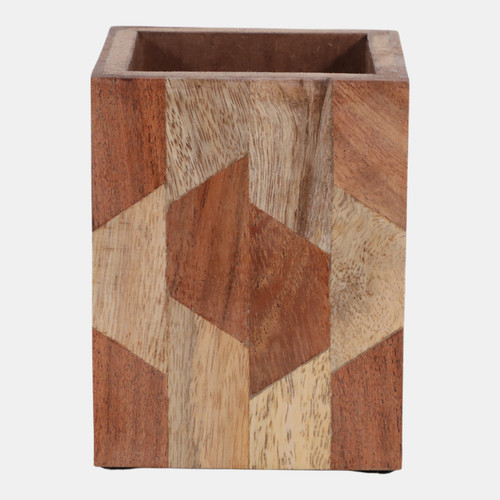 sagebrook home 4x3" Wood Inlay Pencil Cup Brown Wishlist Create New