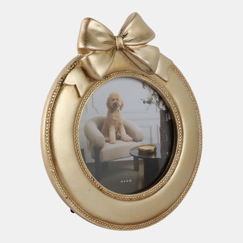 Sagebrook Home 4x4 Bow On Round Photo Frame Gold Wishlist Create New
