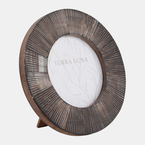 Sagebrook Home 4x4" Etched Horn Round Photo Frame Black Wishlist Create New