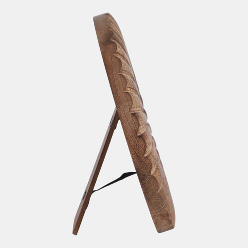 Sagebrook Home 4x4" Ribbed Wood Round Photo Frame Natural Wishlist Create New