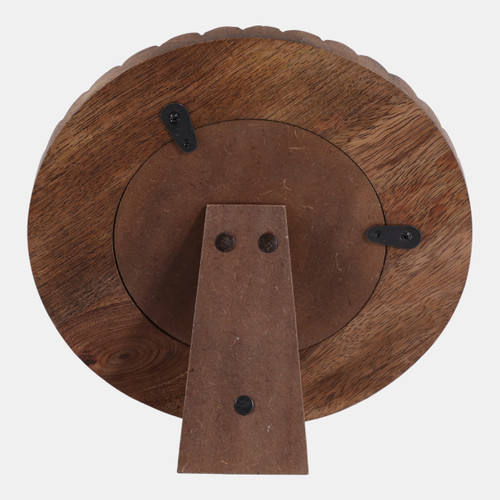 Sagebrook Home 4x4" Ribbed Wood Round Photo Frame Natural Wishlist Create New