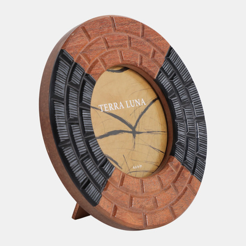 Sagebrook Home 4x4" Round 3-d Geo Wood Photo Frame Natural/black Wishlist Create New