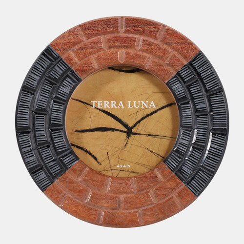 sagebrook home 4x4" Round 3-d Geo Wood Photo Frame Natural/black Wishlist Create New