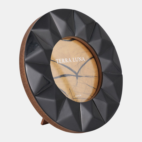 Sagebrook Home 4x4" Round 3-d Spike Resin Photo Frame Black Wishlist Create New