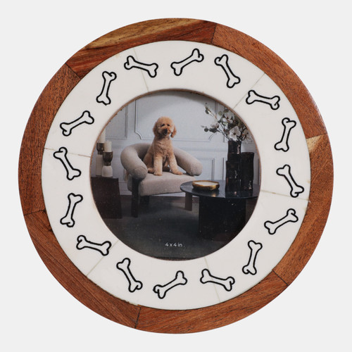 sagebrook home 4x4" Round Dog Bones Photo Frame Ivory/natural Wishlist Create New