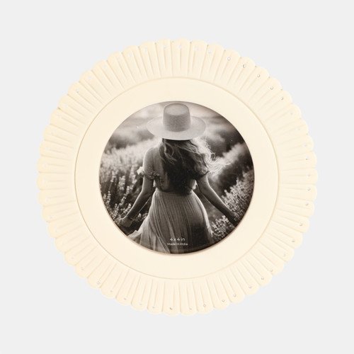 sagebrook home 4x4 Round Etched Petal Resin Photo Frame Ivory Wishlist Create New