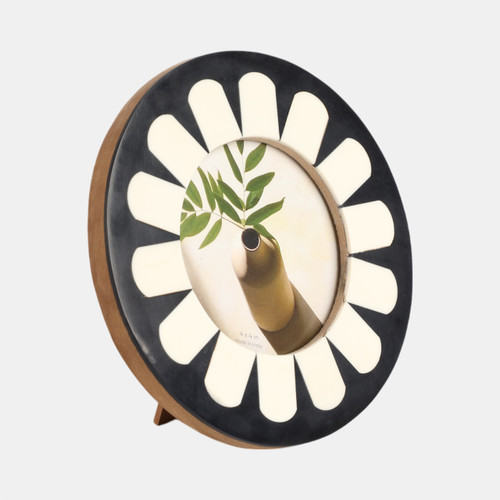 Sagebrook Home 4x4 Round Petal Resin Photo Frame Black/ivory Wishlist Create New