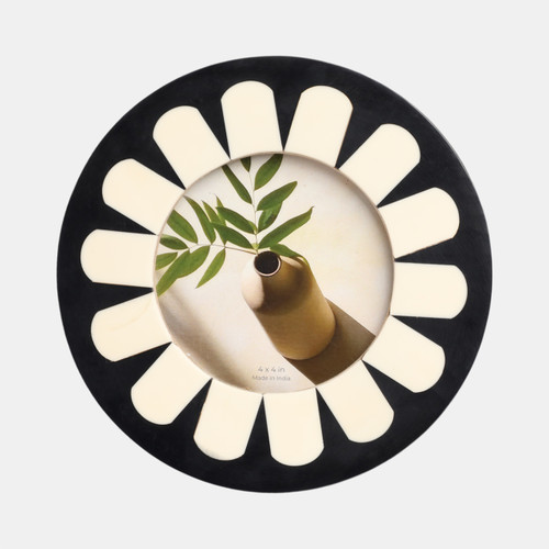 sagebrook home 4x4 Round Petal Resin Photo Frame Black/ivory Wishlist Create New