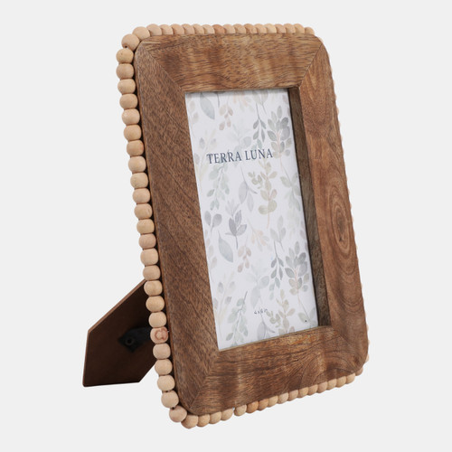 Sagebrook Home 4x6" Beaded Border Wood Photo Frame Natural Wishlist Create New