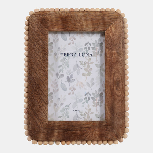 sagebrook home 4x6" Beaded Border Wood Photo Frame Natural Wishlist Create New