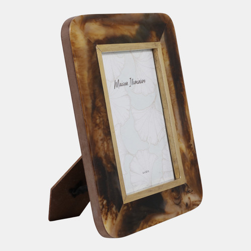Sagebrook Home 4x6" Brass Border Tortoise Look Photo Frame Brown Wishlist Create New