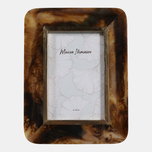 sagebrook home 4x6" Brass Border Tortoise Look Photo Frame Brown Wishlist Create New