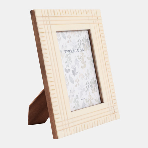 Sagebrook Home 4x6" Carved Lines Resin Photo Frame Ivory Wishlist Create New