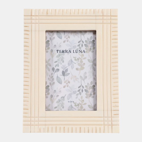 sagebrook home 4x6" Carved Lines Resin Photo Frame Ivory Wishlist Create New