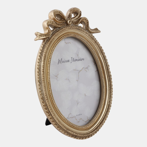 Sagebrook Home 4x6 Oval Coquette Photo Frame With Bow Gold Wishlist Create New
